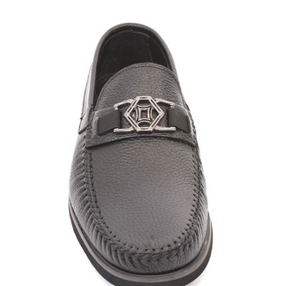 ROBERTO SERPENTINI 6907a Black Leather Moccasins Loafers